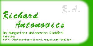 richard antonovics business card