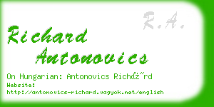 richard antonovics business card